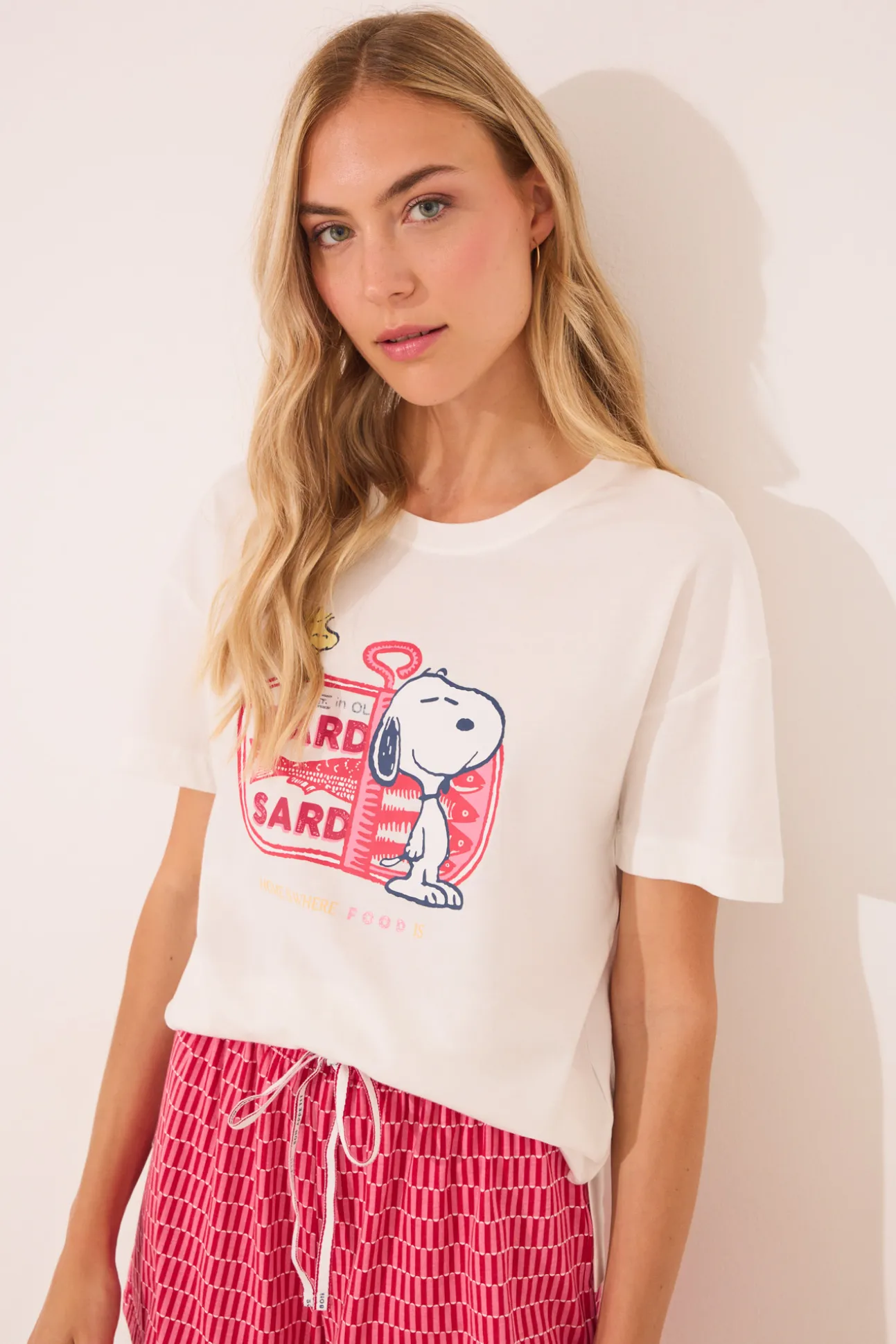 Pijama corto 100% algodón Snoopy rojo