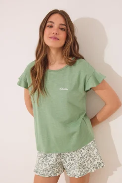 Pijama corto 100% algodón verde