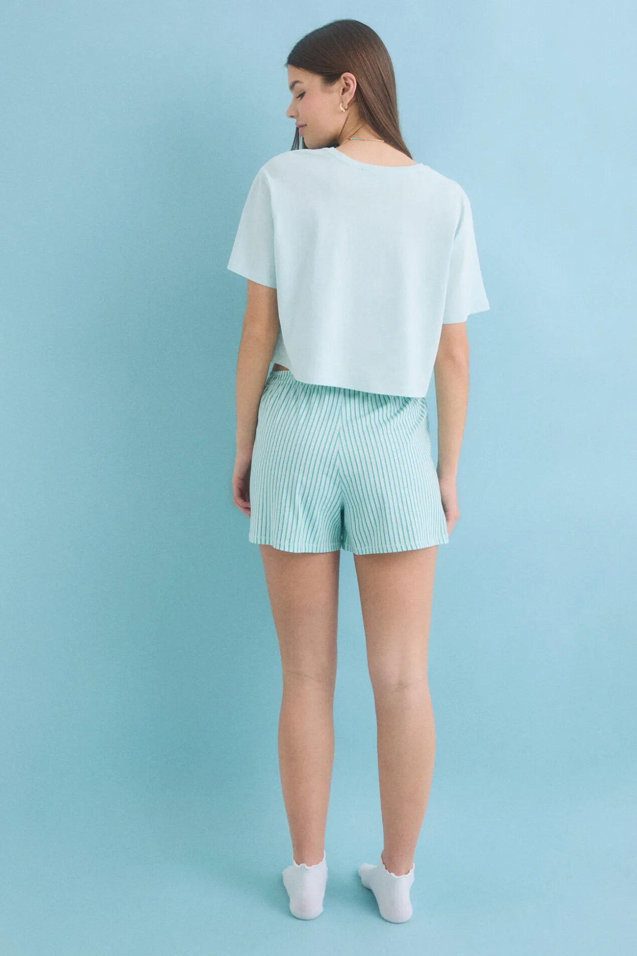 Pijama corto 100% algodón verde