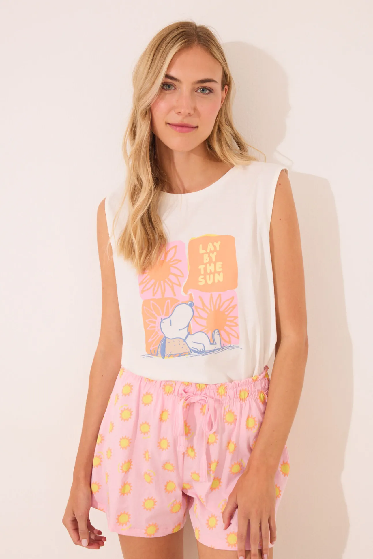 Pijama corto algodón Snoopy soles