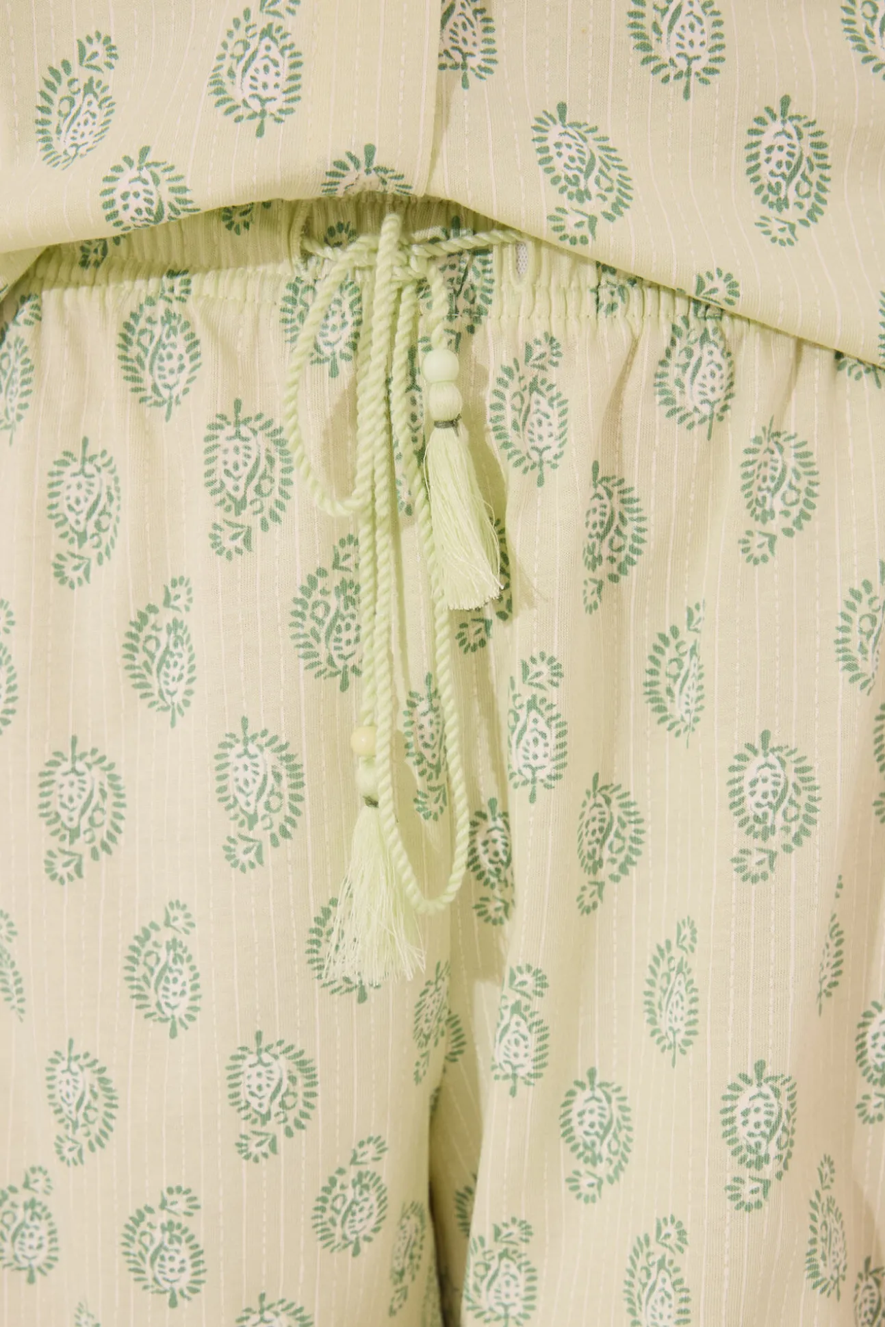 Pijama corto camisero algodón Paisley verde