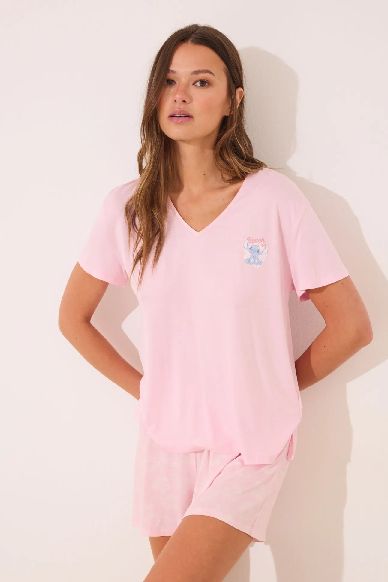 Pijama corto rosa Lilo y Stitch
