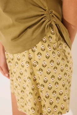 Pijama corto Snoopy caqui