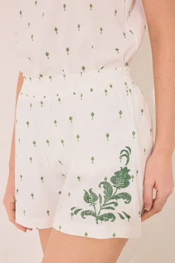 Pijama corto tirantes algodón estampado verde