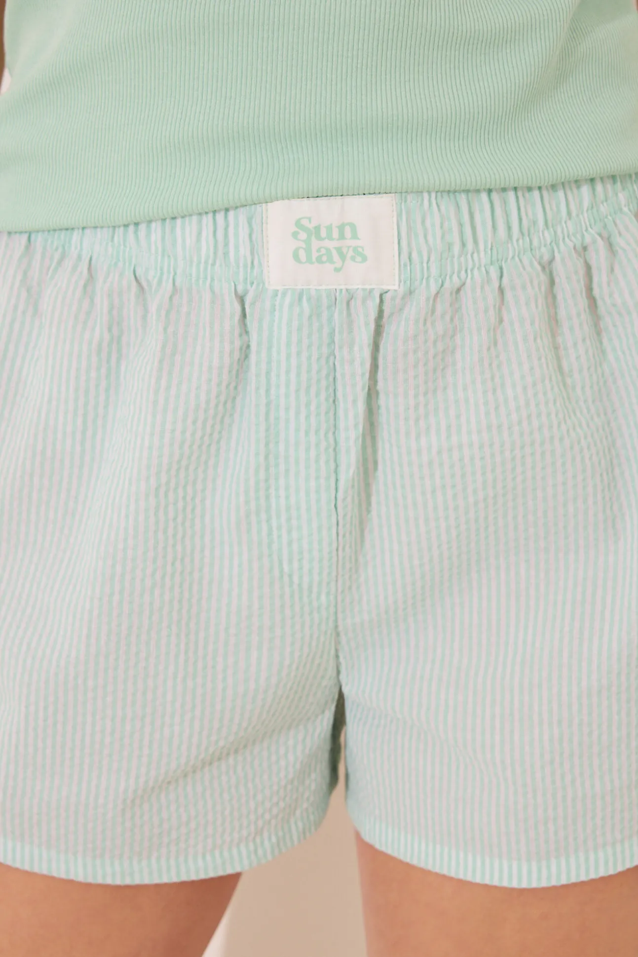 Pijama corto tirantes algodón estampado verde rayas