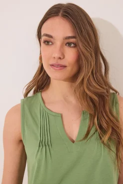 Pijama corto tirantes algodón pliegues verde