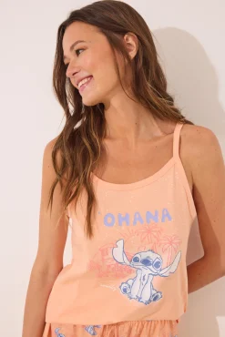 Pijama corto tirantes naranja Lilo & Stitch