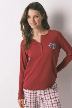 Pijama largo algodón Mickey rojo