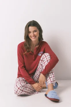 Pijama largo algodón Mickey rojo