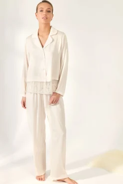 Pijama lencero camisero satén