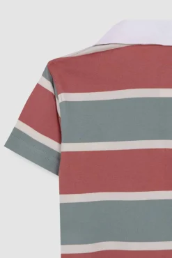 Polo de rayas tricolor verde