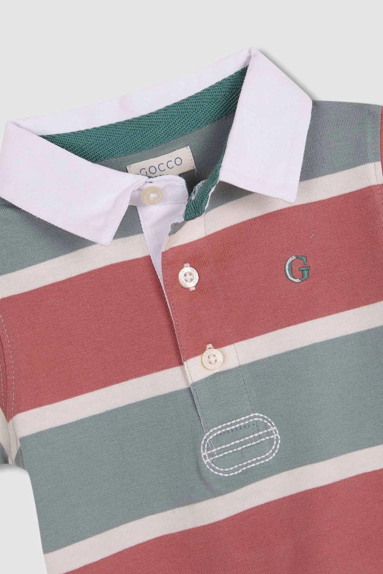Polo de rayas tricolor verde