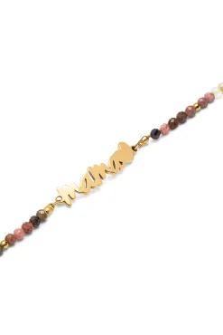 Pulsera Mamá Heart Tourmaline Acero Baño Oro