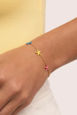Pulsera Starfish Enamel Colors Baño Oro