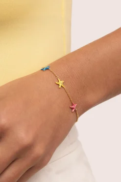 Pulsera Starfish Enamel Colors Baño Oro