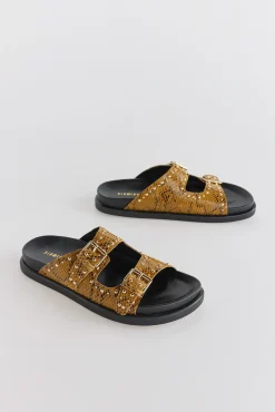 Sandalia de piel estampado serpiente