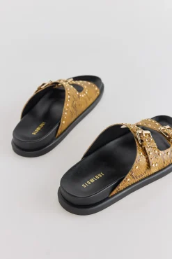 Sandalia de piel estampado serpiente