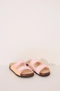 Sandalias bio efecto rafia rosa salmón