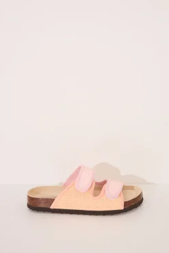Sandalias bio efecto rafia rosa salmón