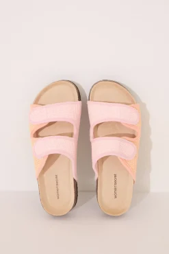 Sandalias bio efecto rafia rosa salmón