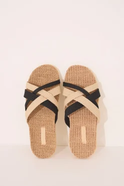Sandalias rafia tiras cruzadas