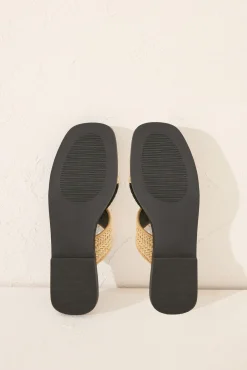 Sandalias rafia tiras cruzadas negro