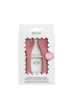 Set de cubiertos para bebé rosa
