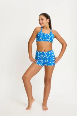 Short de baño menstrual adolescente cintura alta Boho Botanical Blue