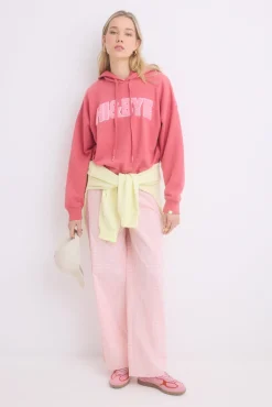 Sudadera capucha felpa algodón rosa