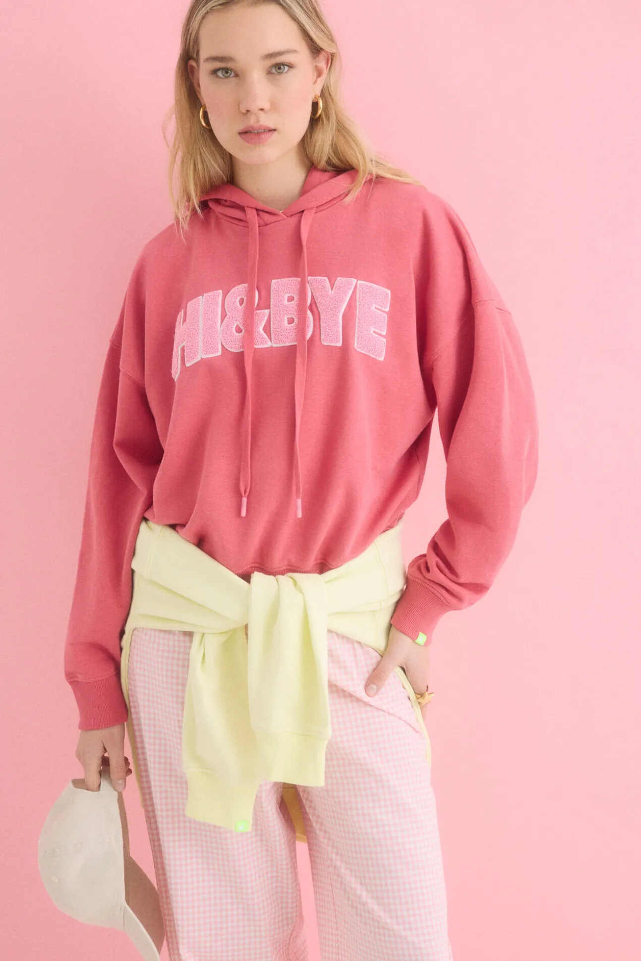 Sudadera capucha felpa algodón rosa
