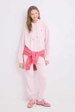 Sudadera capucha felpa algodón rosa
