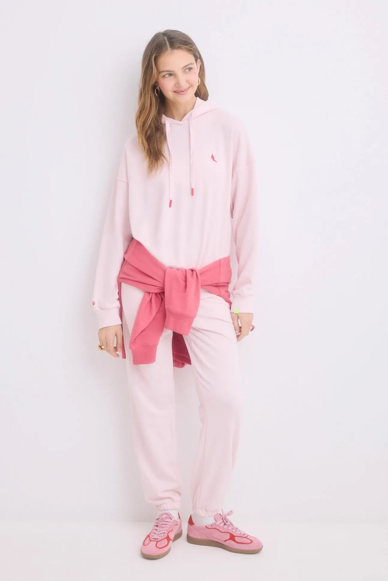 Sudadera capucha felpa algodón rosa