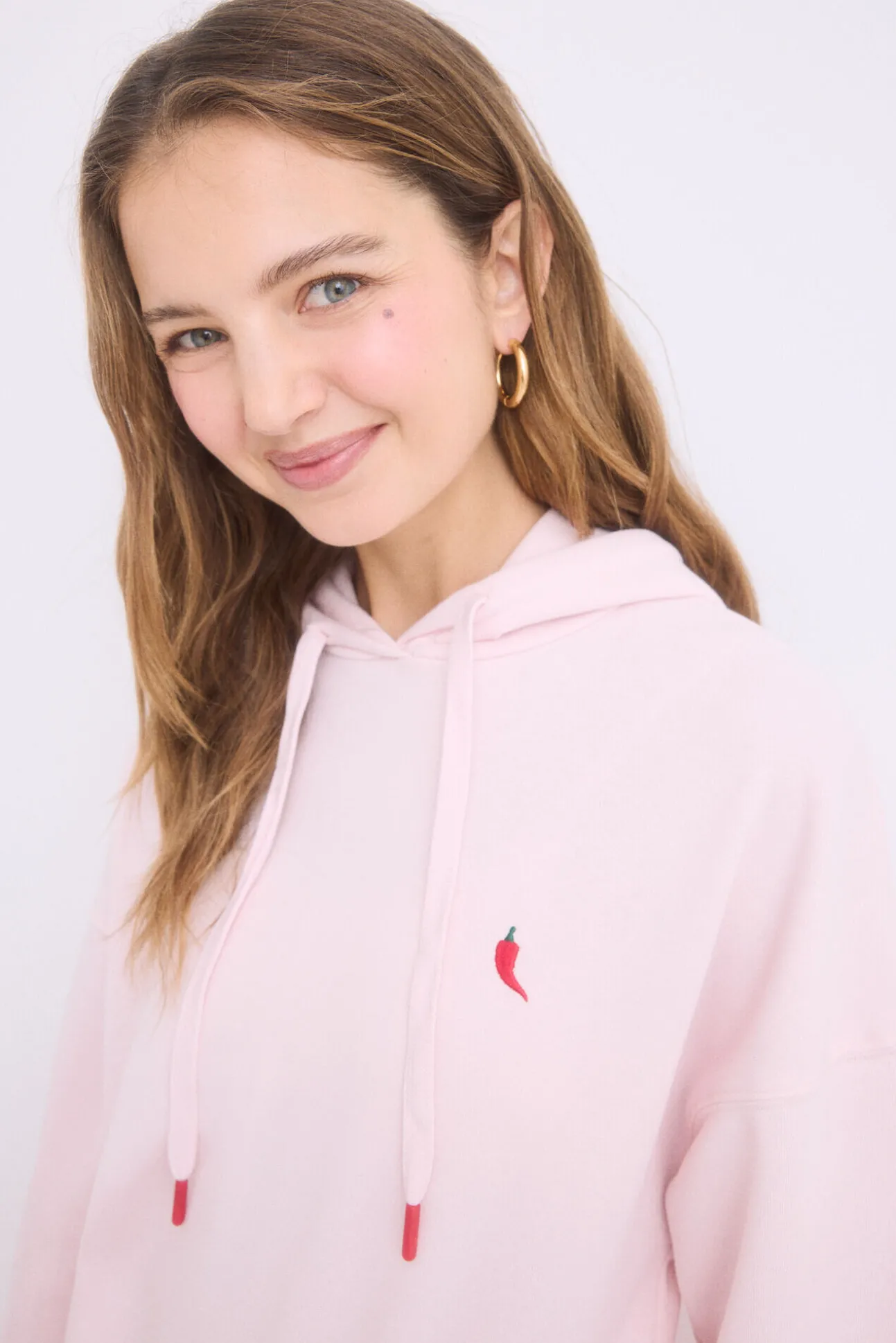 Sudadera capucha felpa algodón rosa