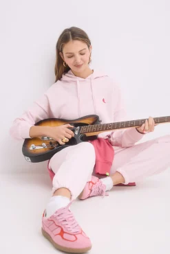 Sudadera capucha felpa algodón rosa