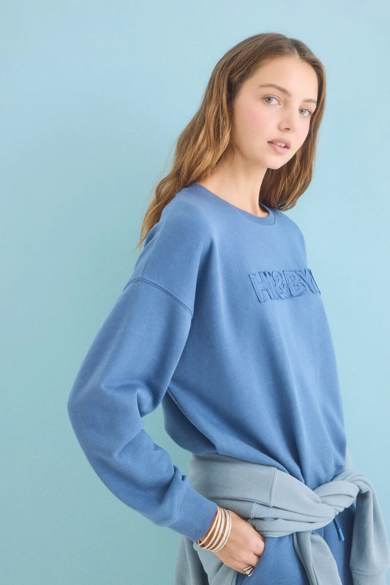 Sudadera felpa algodón azul