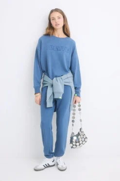 Sudadera felpa algodón azul