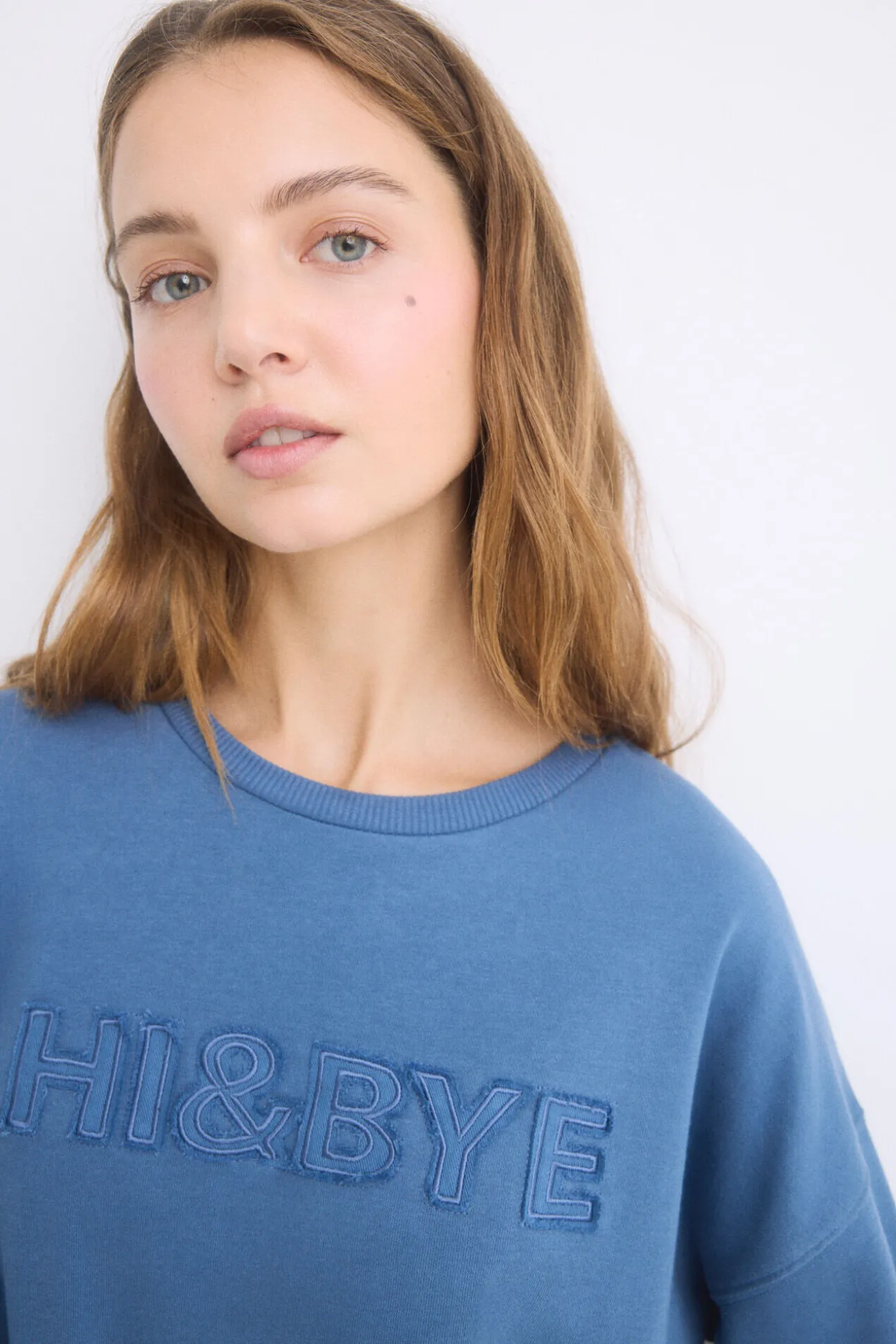 Sudadera felpa algodón azul