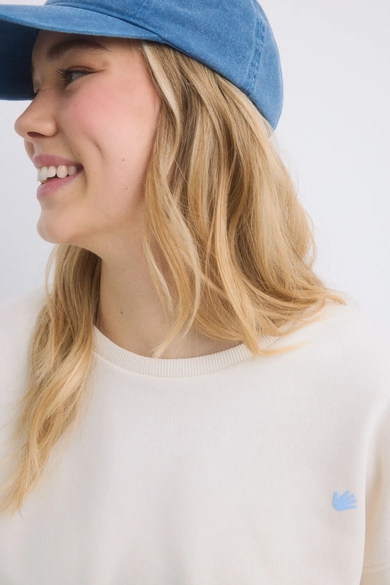 Sudadera felpa algodón marfil