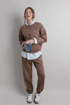 Sudadera felpa lisa marrón
