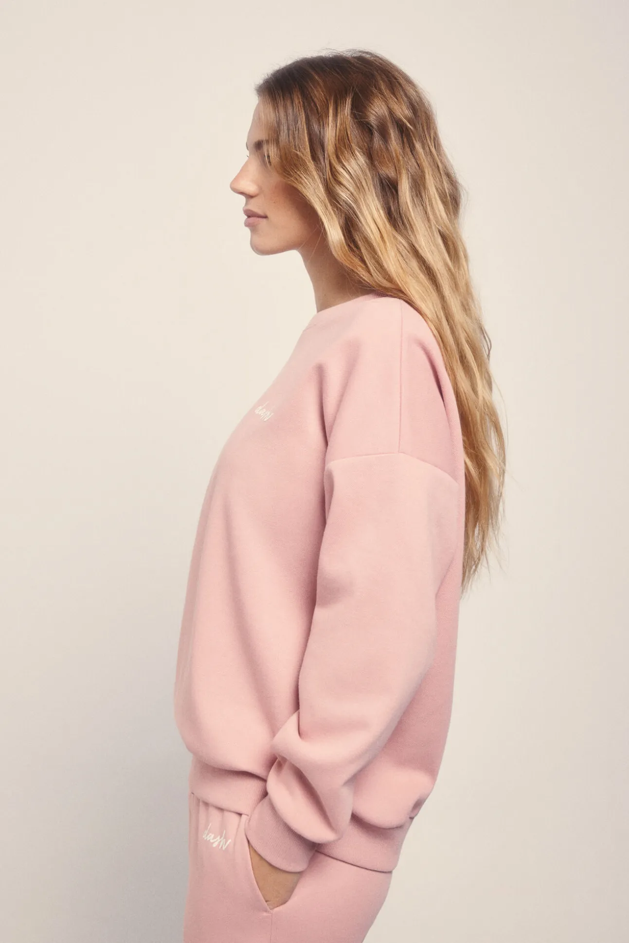 Sudadera felpa piqué rosa