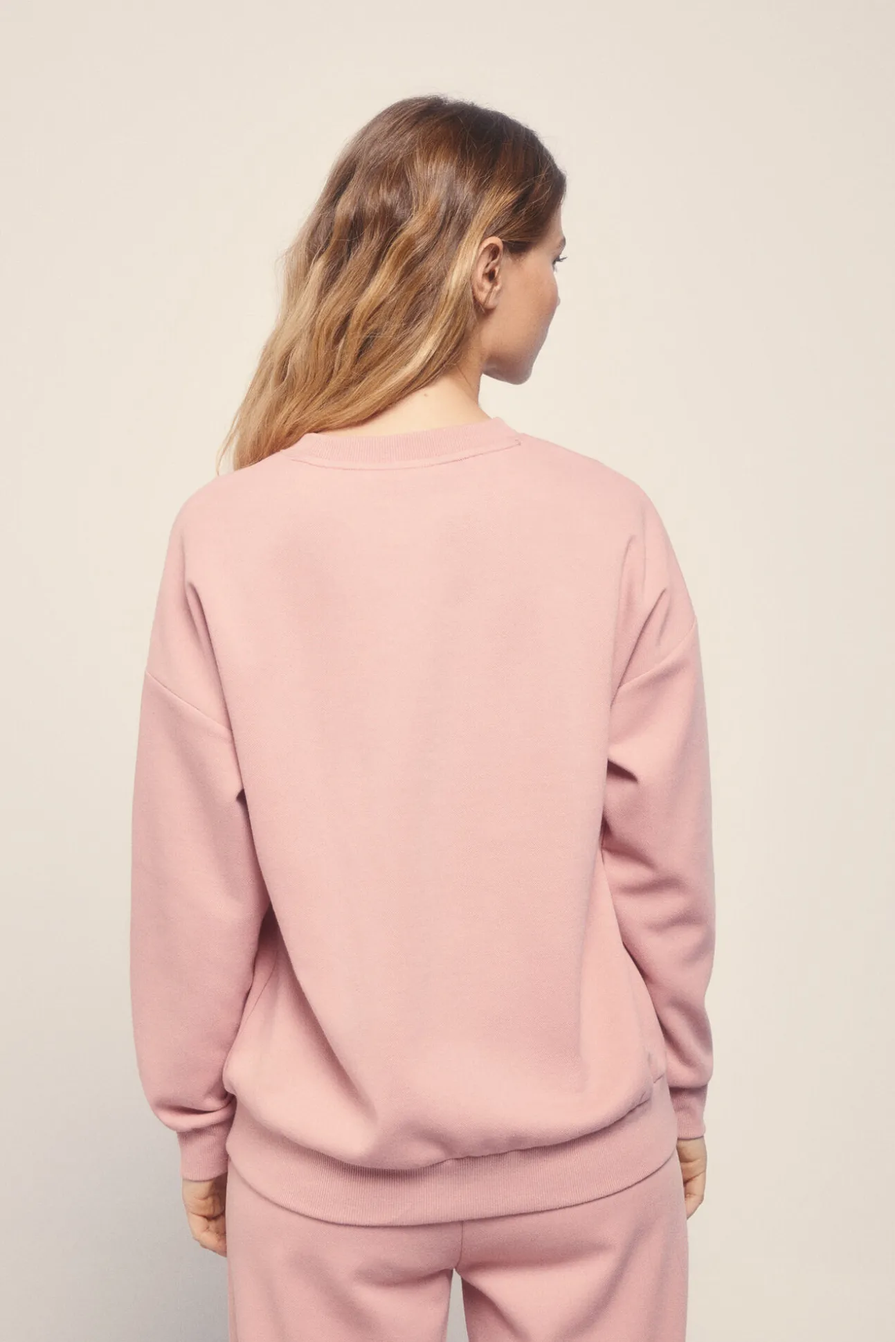 Sudadera felpa piqué rosa
