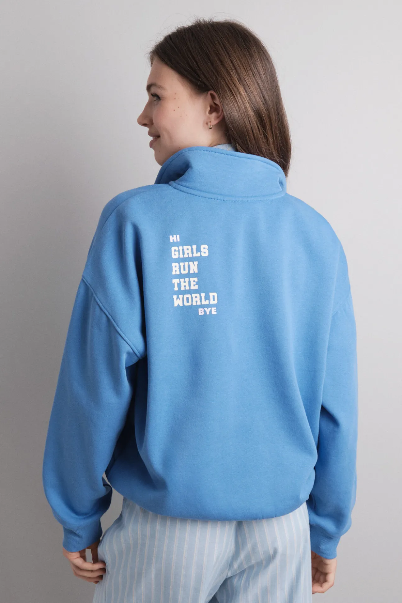 Sudadera polo felpa azul