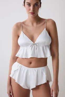Sujetador bralette triangular satinado blanco