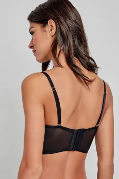 Sujetador bustier bordado negro