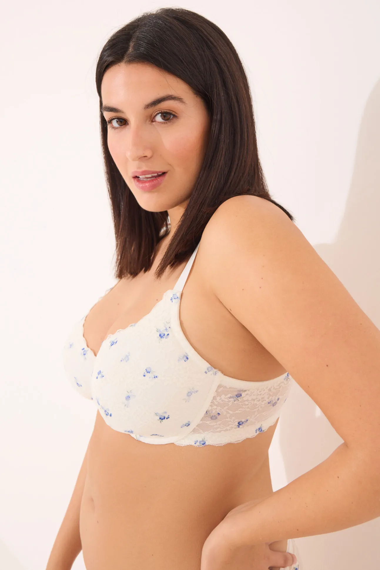 Sujetador clásico BEAUTIFUL encaje blanco estampado