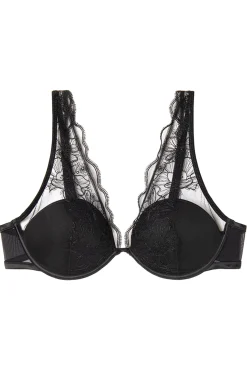 Sujetador halter satén y tul negro