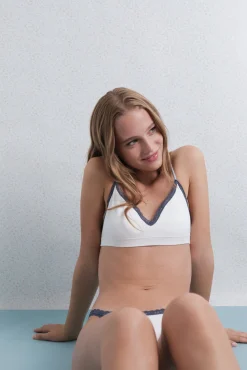 Sujetador seamless pointelle blanco