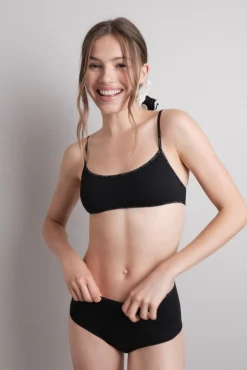 Sujetador top algodón copas extraíbles negro