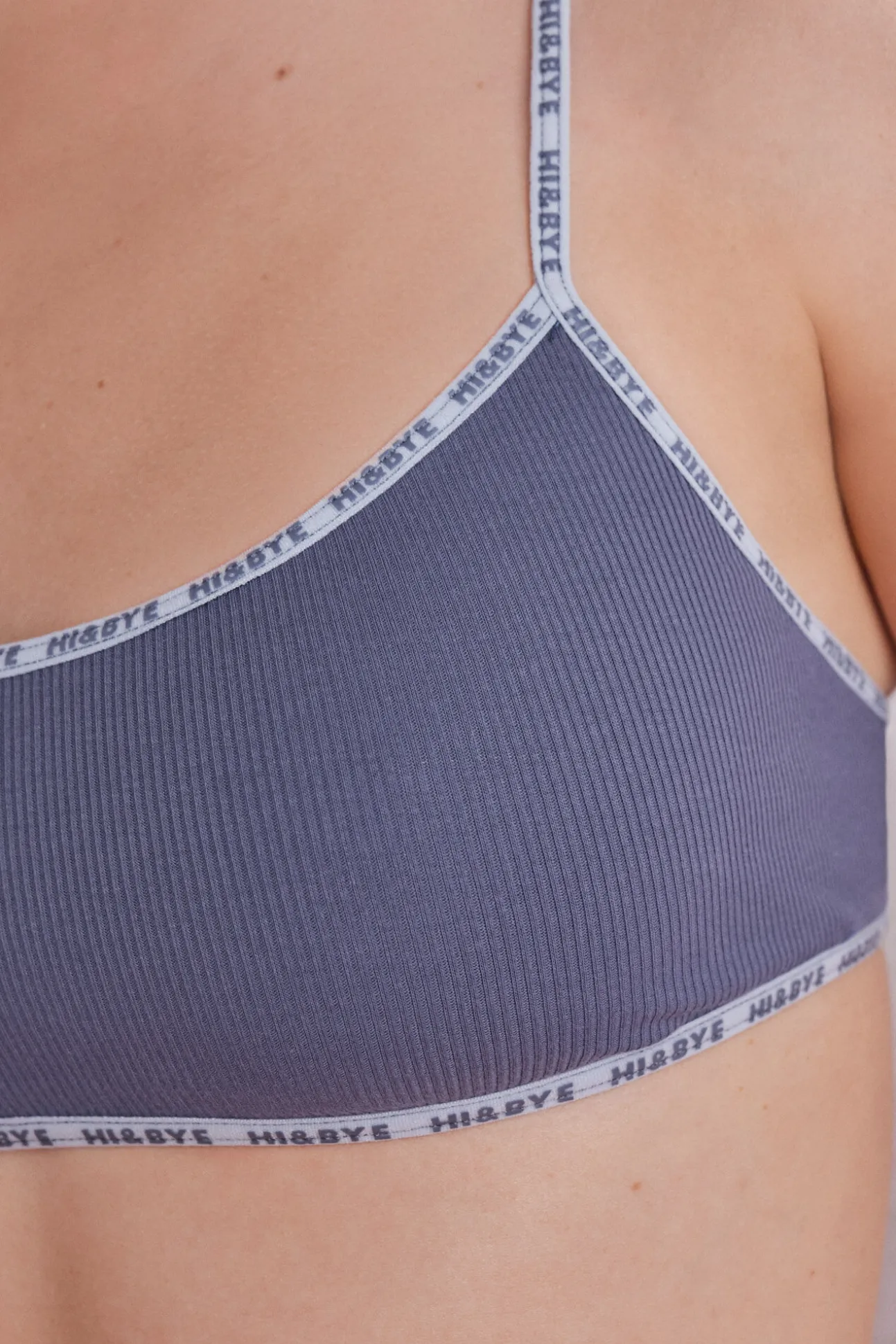 Sujetador top algodón copas extraíbles azul