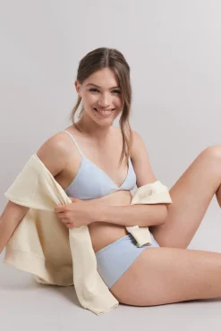 Sujetador triangular algodón copas extraíbles azul